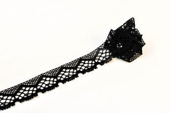 Cotton bobbin lace 75022, width 45 mm, black - 2