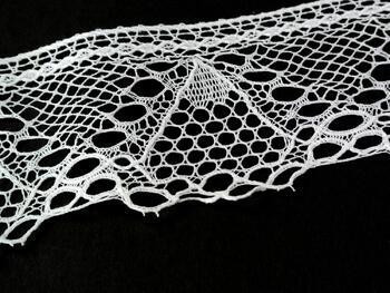 Cotton bobbin lace 75028, width 67 mm, white mercerized - 2