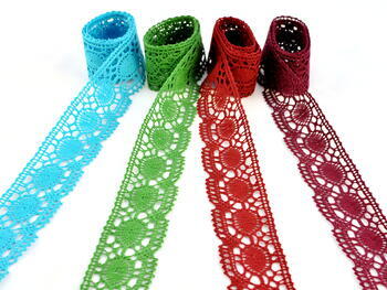 Cotton bobbin lace 75032, width 45 mm, turquoise - 2