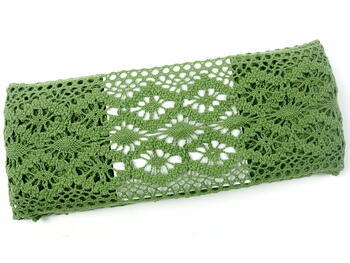 Cotton bobbin lace insert 75036, width 100 mm, olive - 2
