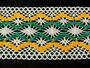 Cotton bobbin lace insert 75036, width 100 mm, ecru/yellow/green - 2/4