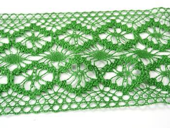 Cotton bobbin lace insert 75036, width 100 mm, grass green - 2