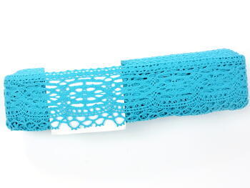 Cotton bobbin lace 75037, width 57 mm, turquoise - 2