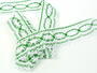 Cotton bobbin lace 75037, width 57 mm, white/grass green - 2/3
