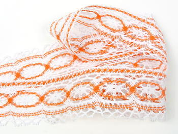 Bobbin lace No. 75037 white/rich orange | 30 m - 2