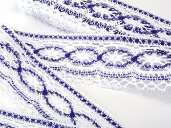 Cotton bobbin lace 75037, width 57 mm, white/purple - 2