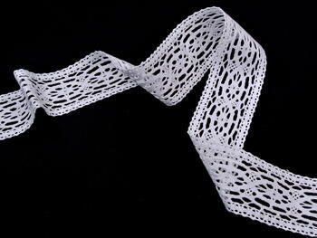 Cotton bobbin lace insert 75038, width 52 mm, white - 2