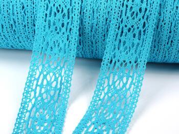 Cotton bobbin lace insert 75038, width 52 mm, turquoise - 2