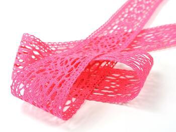 Cotton bobbin lace insert 75038, width 52 mm, fuchsia - 2