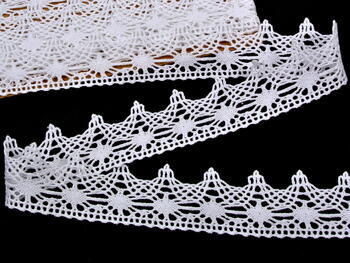 Cotton bobbin lace 75041, width 40 mm, white - 2