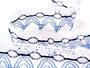 Cotton bobbin lace 75041, width 40 mm, white/sky blue/dark blue - 2/5