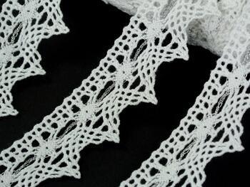 Cotton bobbin lace 75041, width 40 mm, white/Lurex silver - 2