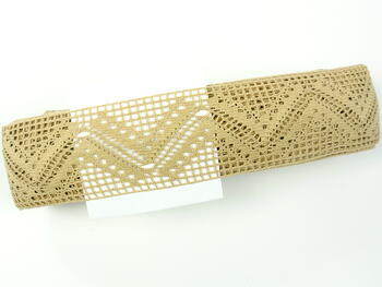 Cotton bobbin lace insert 75052, width 63 mm, caramel - 2