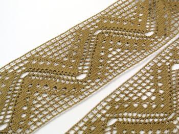 Cotton bobbin lace insert 75052, width 63 mm, chocolate - 2