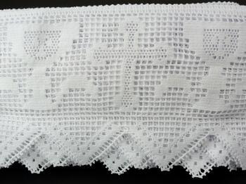 Cotton bobbin lace 75053, width 135 mm, white - 2
