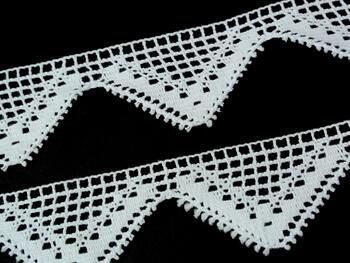 Cotton bobbin lace 75054, width 45 mm, white - 2