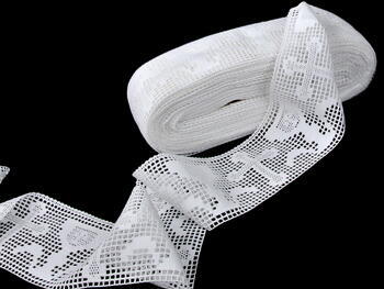 Cotton bobbin lace insert 75051, width 92 mm, white - 2