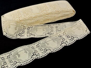 Cotton bobbin lace 75061, width 63 mm, ecru - 2
