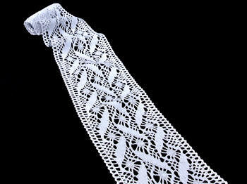Cotton bobbin lace insert 75062, width 107 mm, white - 2