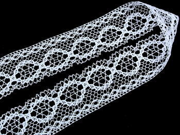 Cotton bobbin lace 75065, width 47 mm, white/Lurex silver - 2