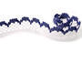 Cotton bobbin lace 75067, width 47 mm, white/dark blue - 2/4