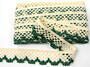 Cotton bobbin lace 75067, width 47 mm, ecru/green - 2/5