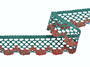 Cotton bobbin lace 75067, width 47 mm, dark green/lig.red/lig.green/Lurex gold - 2/5