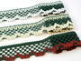 Cotton bobbin lace 75067, width 47 mm, dark green/light red - 2/2