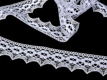 Cotton bobbin lace 75069, width 42 mm, white - 2