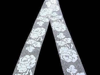 Cotton bobbin lace insert 75075, width 57 mm, white - 2