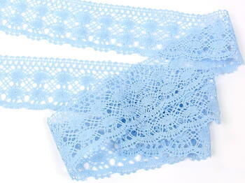Cotton bobbin lace 75076, width 53 mm, light blue - 2