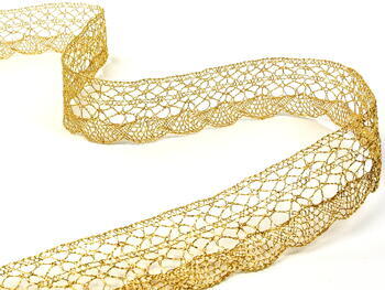 Metalic bobbin lace 75077, width 32 mm, Lurex gold - 2