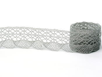 Metalic bobbin lace 75077, width 33 mm, Lurex silver - 2