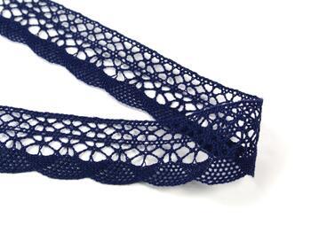 Cotton bobbin lace 75077, width 32 mm, dark blue - 2