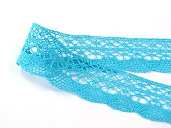 Cotton bobbin lace 75077, width 32 mm, turquoise - 2