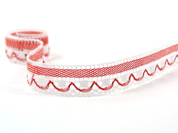 Bobbin lace No. 75079 white/light red | 30 m - 2