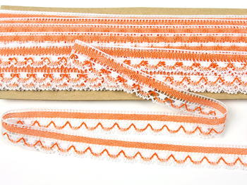Bobbin lace No. 75079 white/rich orange | 30 m - 2
