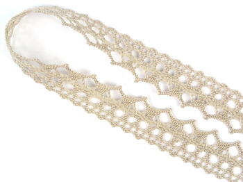 Cotton bobbin lace 75087, width 19 mm, light linen gray - 2