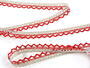 Cotton bobbin lace 75087, width 19 mm, light linen gray/light red - 2/4