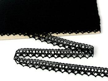 Cotton bobbin lace 75087, width 19 mm, black - 2