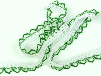 Bobbin lace No. 75087 white/grass green | 30 m - 2