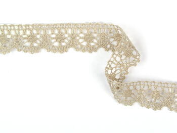 Cotton bobbin lace 75088, width 27 mm, light linen gray - 2