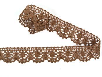 Cotton bobbin lace 75088, width 27 mm, cacao brown - 2