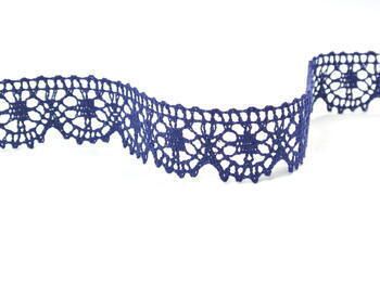 Cotton bobbin lace 75088, width 27 mm, dark blue - 2