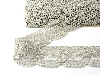 Cotton bobbin lace 75098, width 45 mm, light linen gray - 2