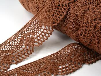 Cotton bobbin lace 75098, width 45 mm, cacao brown - 2