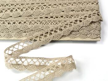 Cotton bobbin lace 75099, width 18 mm, light linen gray - 2