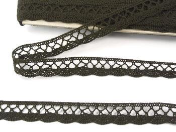 Cotton bobbin lace 75099, width 18 mm, dark brown - 2