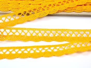 Cotton bobbin lace 75099, width 18 mm, dark yellow - 2