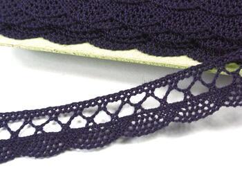 Cotton bobbin lace 75099, width 18 mm, black blue - 2